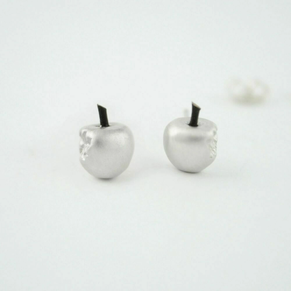 Pendientes de plata Manzana mordida
