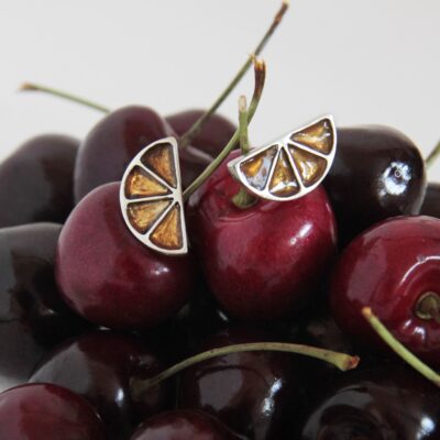 Pendientes de plata naranja