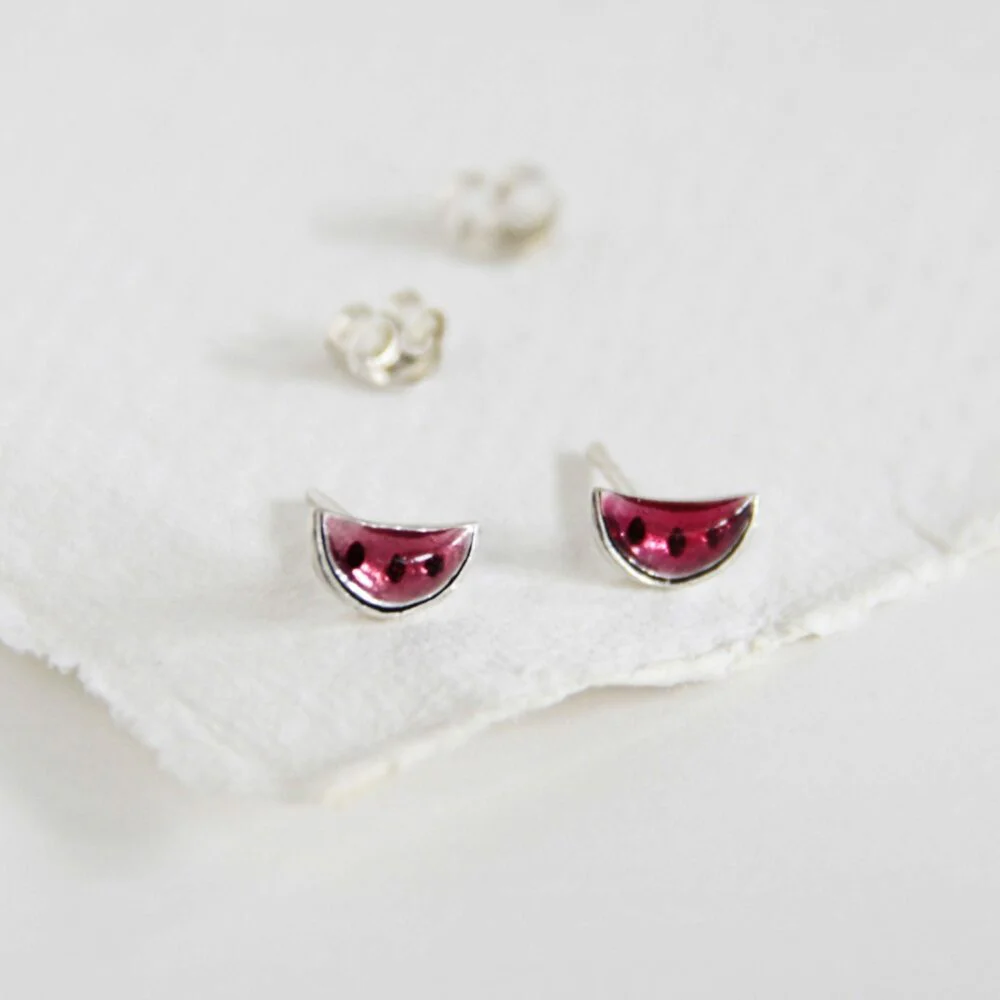 Pendientes de plata sandía