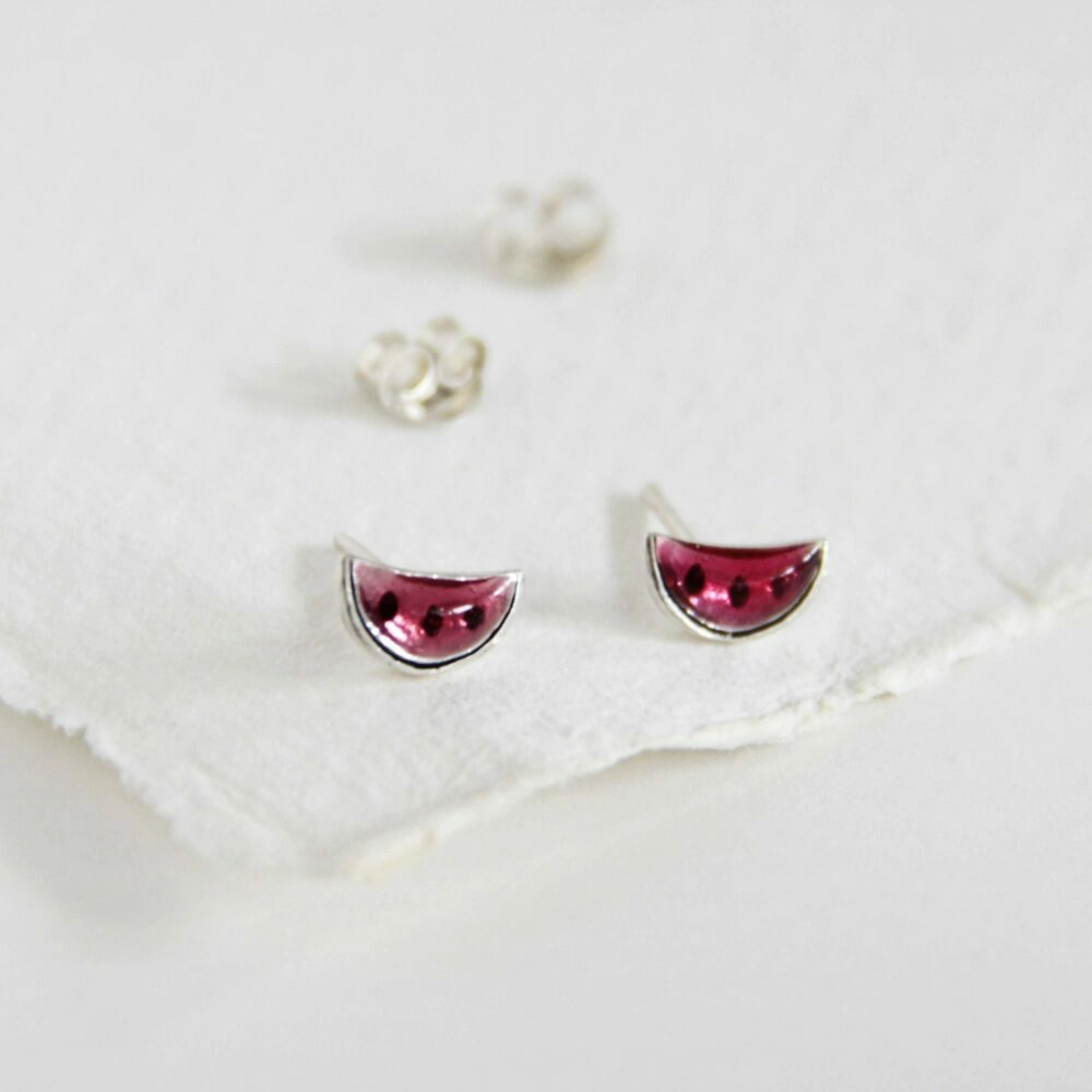 Pendientes de plata sandía