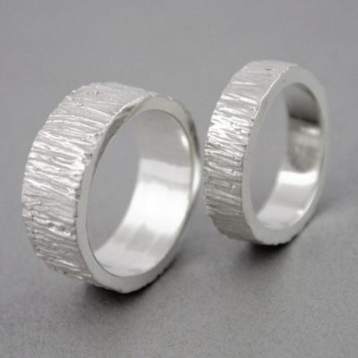 Silver Engament Ring, Tree bark