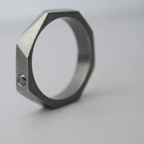 Silver Engagement Ring, White or Black Diamond - Vacía La Nevera Alianza de plata y diamante