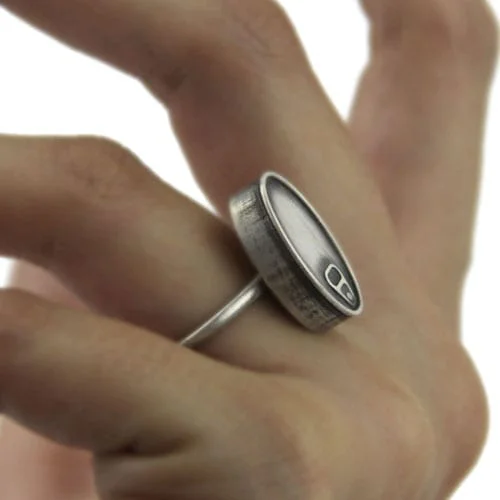 Original sterling silver ring, tin can - Vacía La Nevera