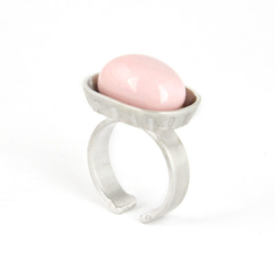 anillo de plata jabonera, porcelana rosa