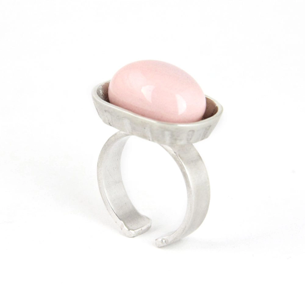 anillo de plata jabonera, porcelana rosa