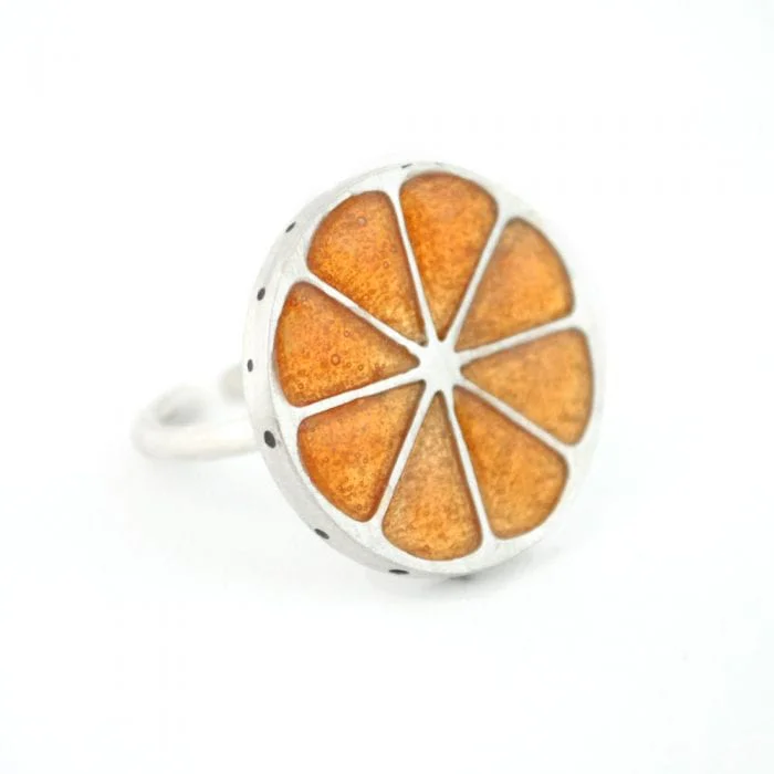Anillo de Plata y Esmalte, Rodaja de Naranja