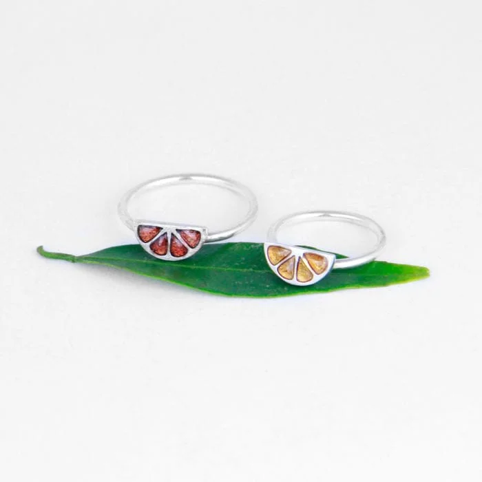 Anillo de plata gajo de naranja o pomelo