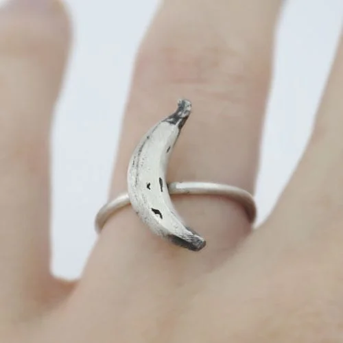 Anillo de plata Plátano, banana de plata