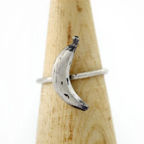 Anillo de plata Plátano, banana de plata