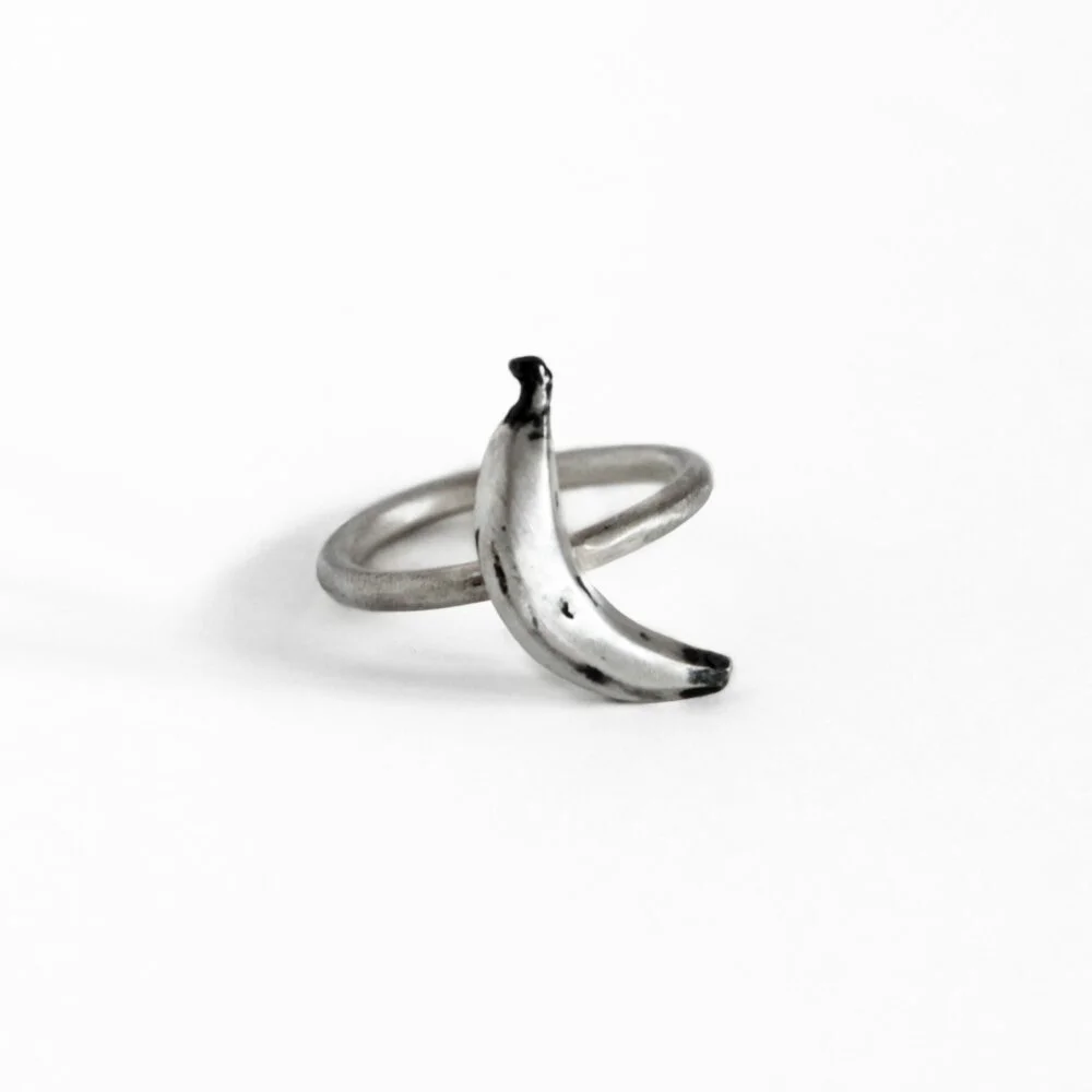 Anillo de plata Plátano, banana de plata