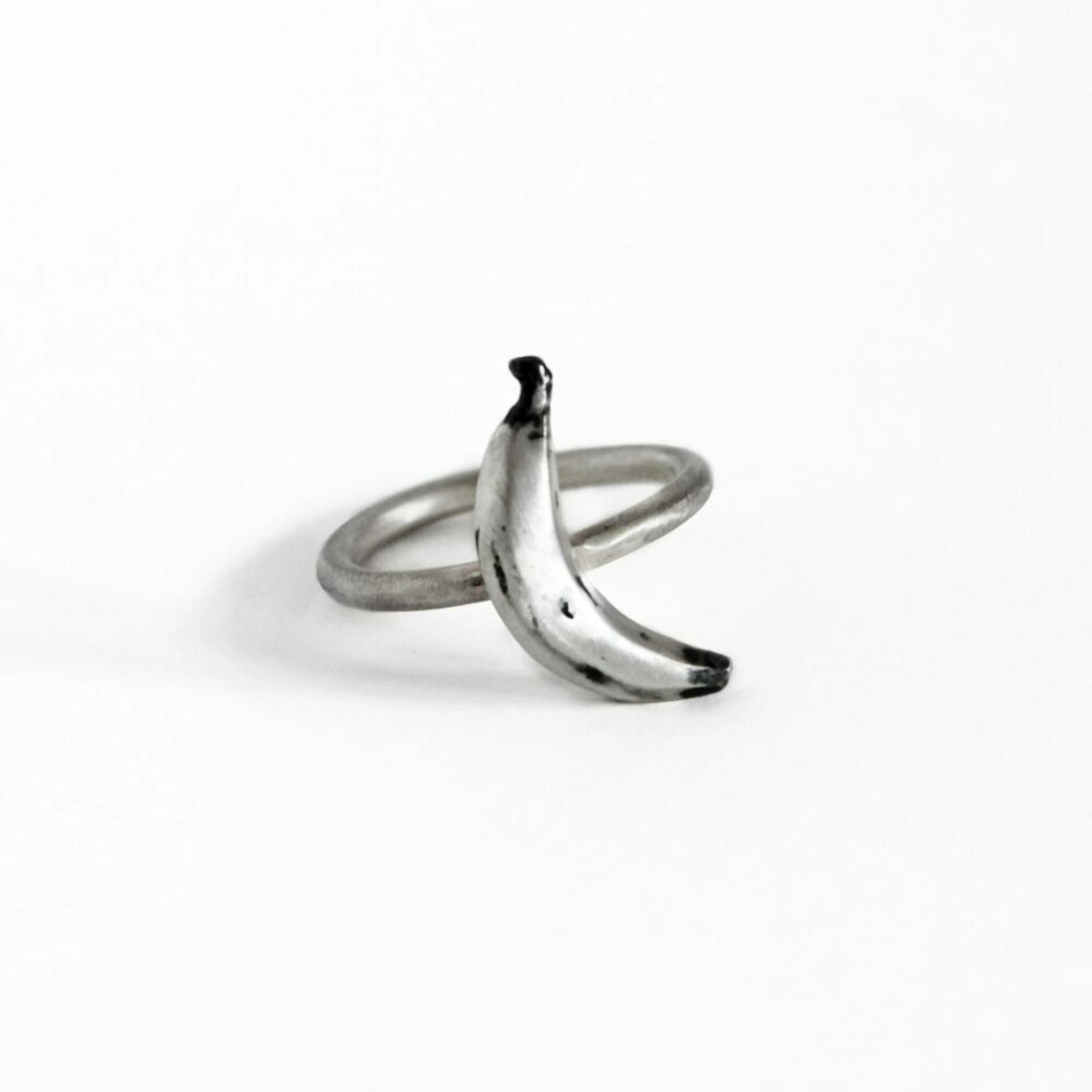 Anillo de plata Plátano, banana de plata
