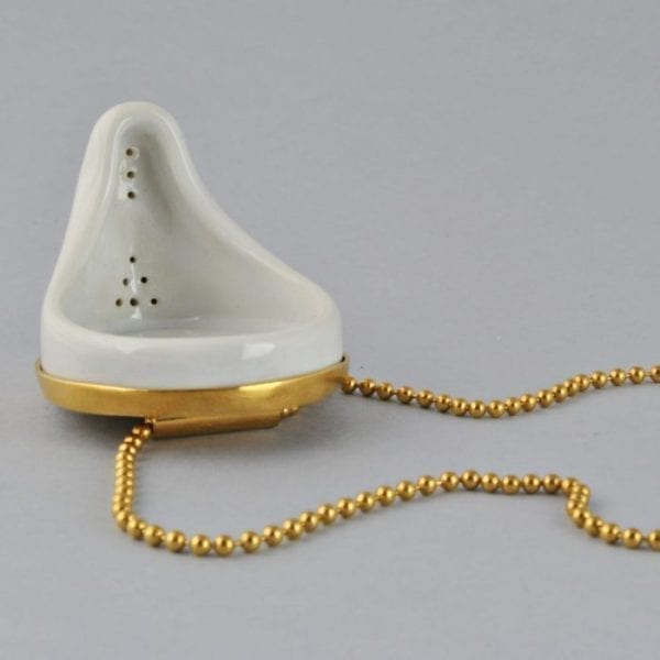 Plated Gold Necklace – White Porcelain Urinal