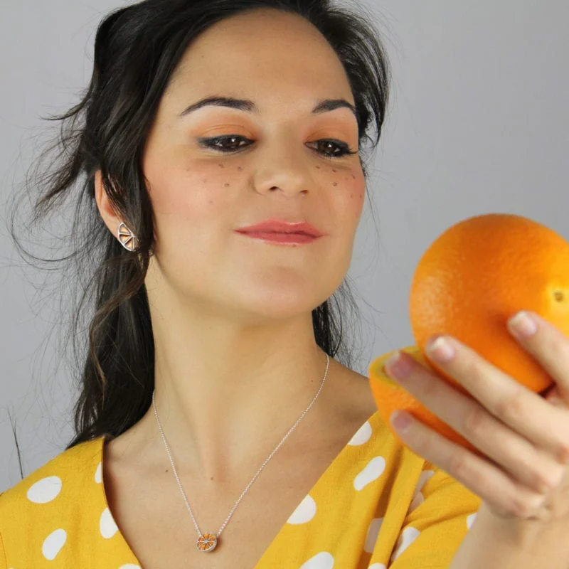 Pendientes de plata naranja