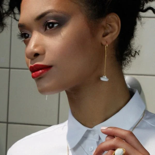 Pendientes dorados tapón de porcelana