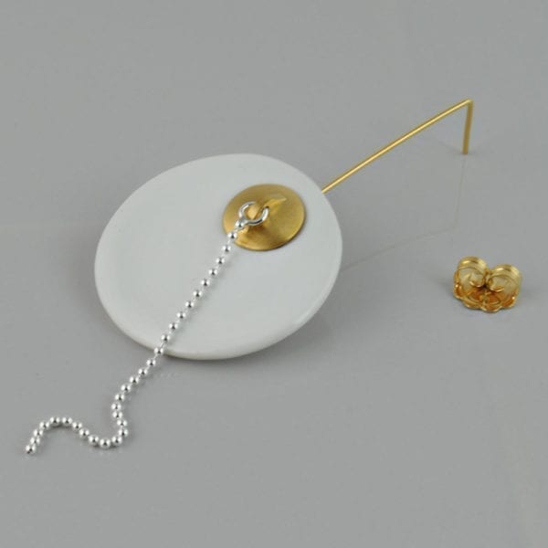 Golden Long Earring – Porcelain, Bathtub Lid