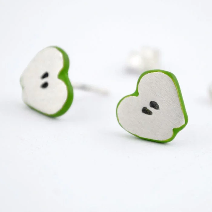 Pendientes de plata corazón de manzana