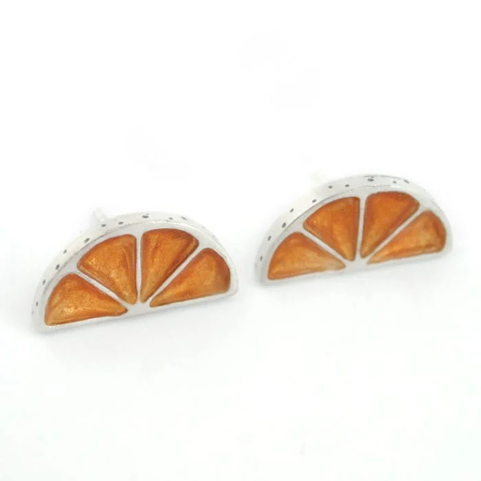 Pendientes de Plata y Esmalte, Gajo de Naranja, Pomelo