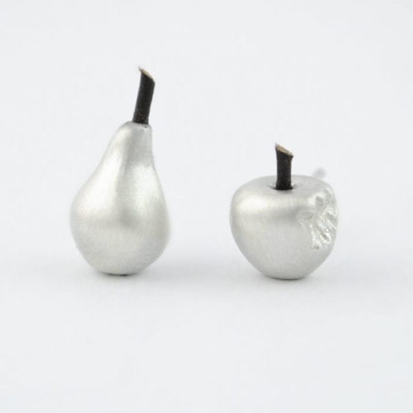 pendientes de plata pera y manzana