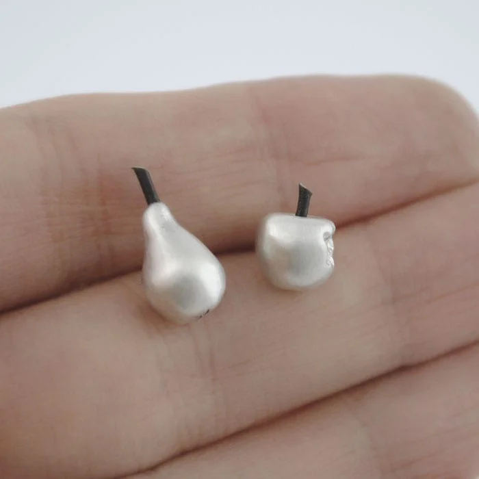 pendientes de plata pera y manzana