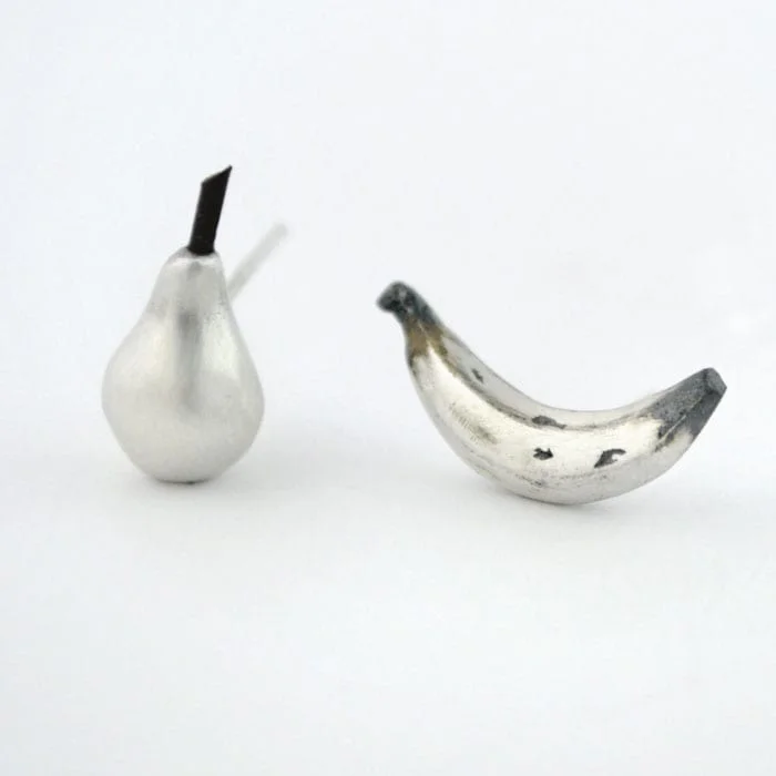 pendientes de plata pera y plátano