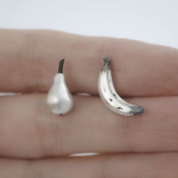 pendientes de plata pera y plátano - Vacía La Nevera pendientes de plata pera y plátano