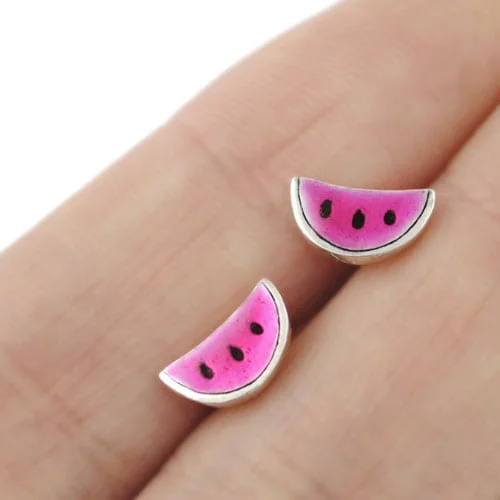 Pendientes de plata sandias mini. Rosa
