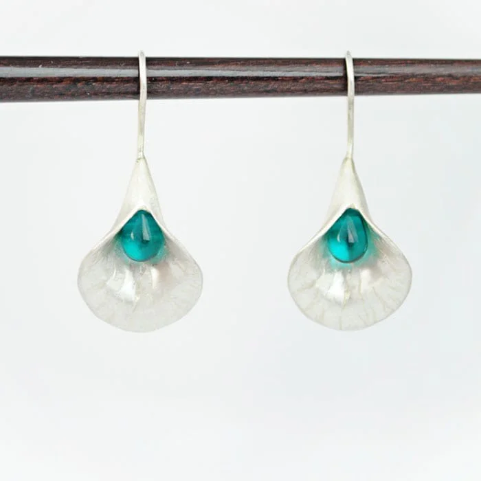 pendientes de plata flor turquesa pendientes de plata flor turquesa