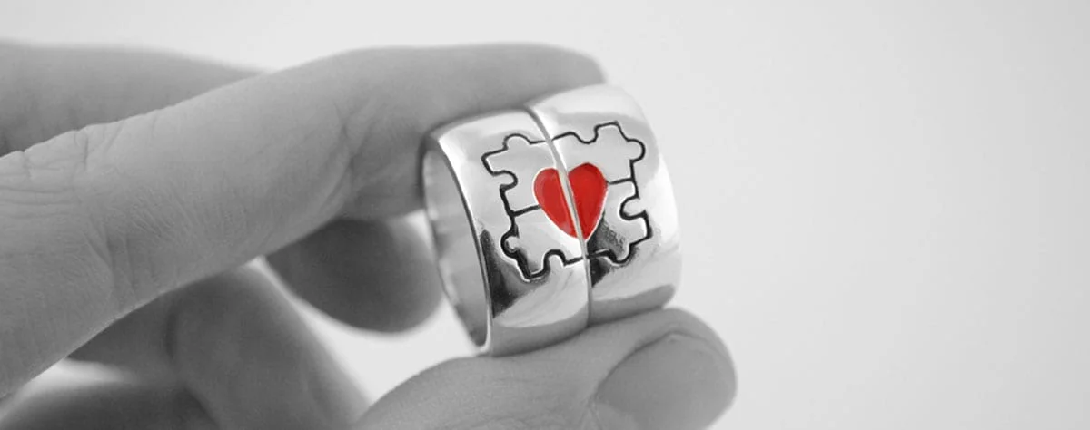 alianzas de plata originales, puzzle, corazón alianzas de plata originales, puzzle, corazón