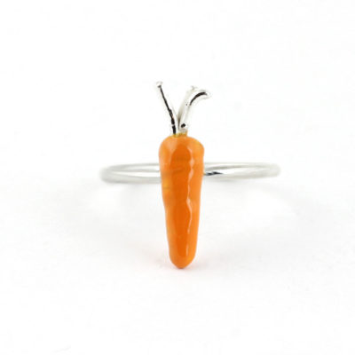 anillo de plata y esmalte zanahoria