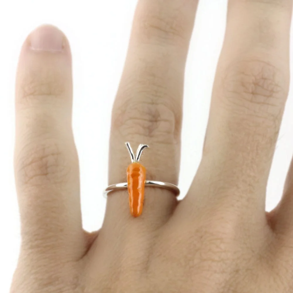 anillo de plata y esmalte zanahoria, anillos originales