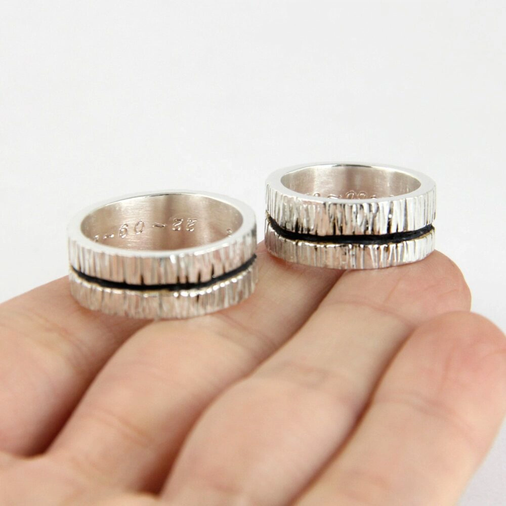 Silver engagement ring, Wide Tree Bark