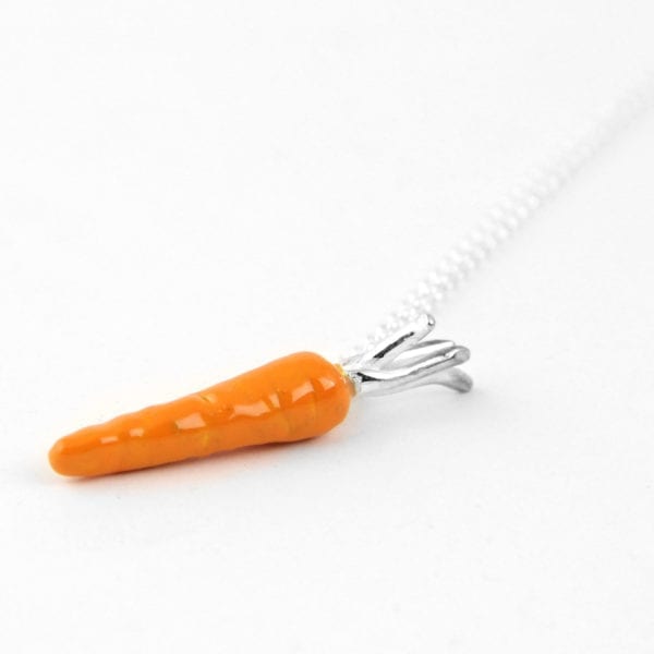 Silver Chocker Necklace, Big Carrot