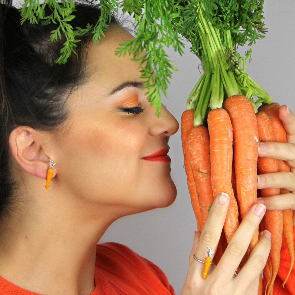 Silver Enamel Ring, Big Carrot