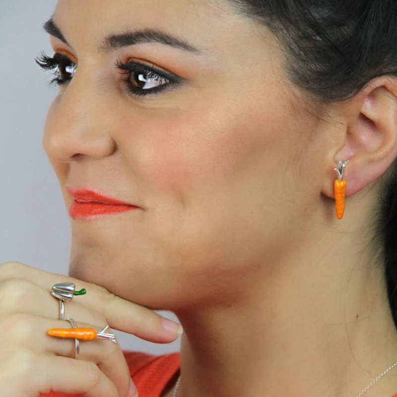 anillo de plata y esmalte zanahoria