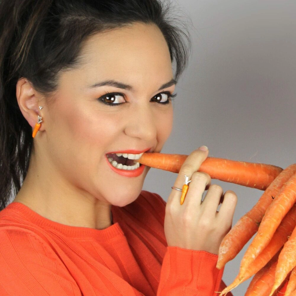 Silver Enamel Ring, Big Carrot