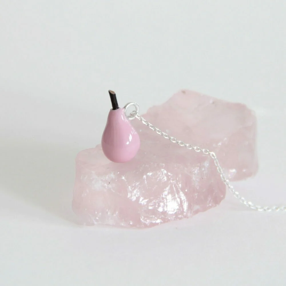 Gargantilla plata pera rosa