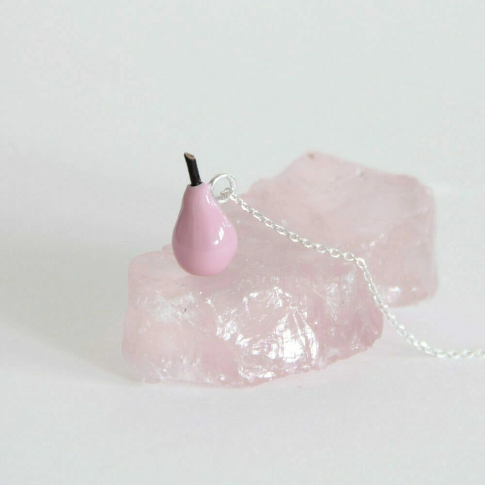 Gargantilla plata pera rosa