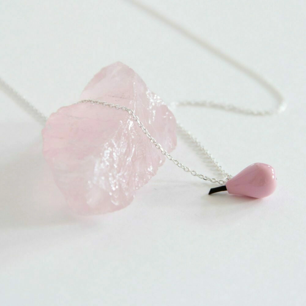 Gargantilla plata pera rosa