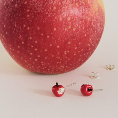 Pendientes de plata Manzanas rojas