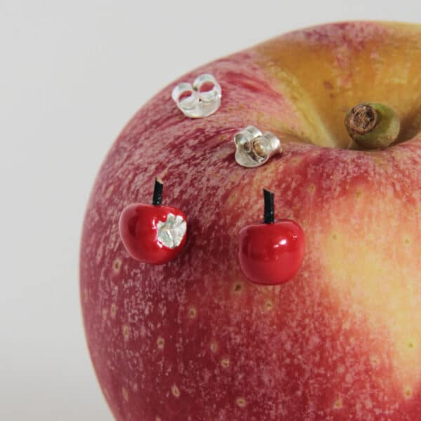 Pendientes de plata Manzanas rojas