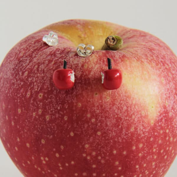 Pendientes de plata Manzanas rojas