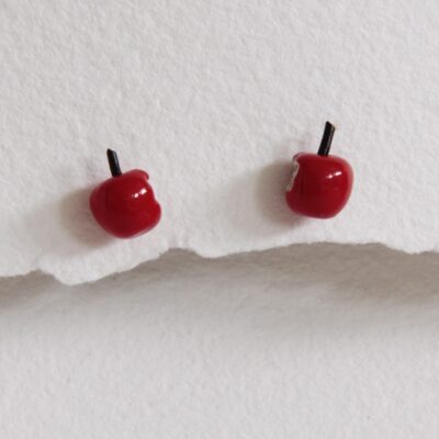 Pendientes de plata Manzanas rojas