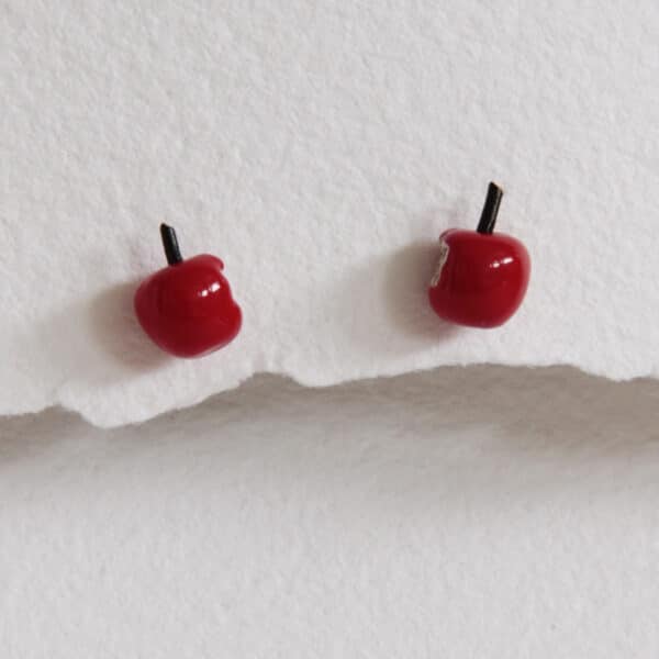 Pendientes de plata Manzanas rojas