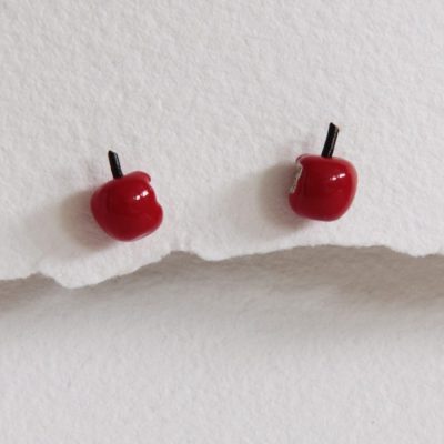Pendientes de plata Manzanas rojas