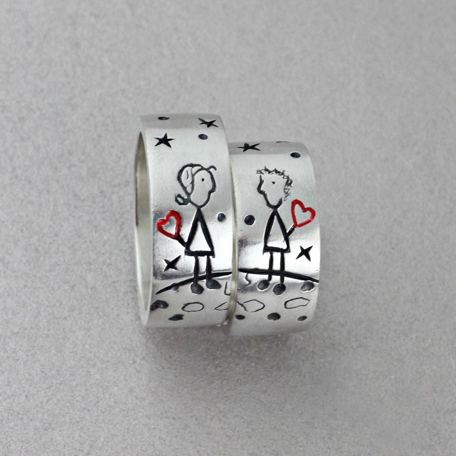 Silver Engagement Ring, Illustration Love - Vacía La Nevera Silver Engagement Ring, Illustration Love