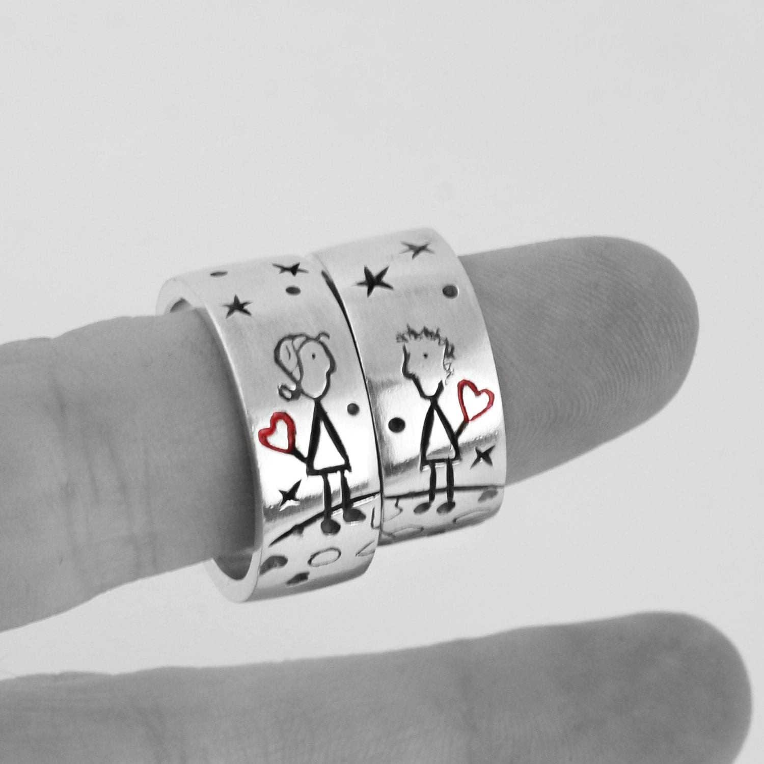 Silver Engagement Ring, Illustration Love - Vacía La Nevera Silver Engagement Ring, Illustration Love