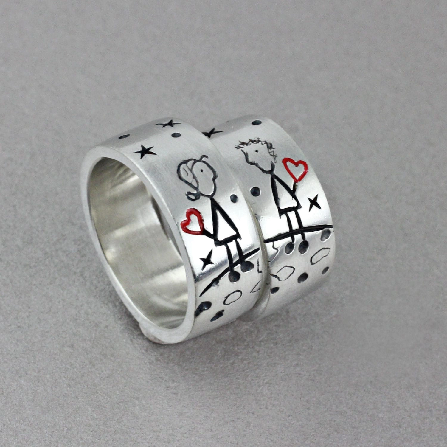 Silver Engagement Ring, Illustration Love - Vacía La Nevera Silver Engagement Ring, Illustration Love