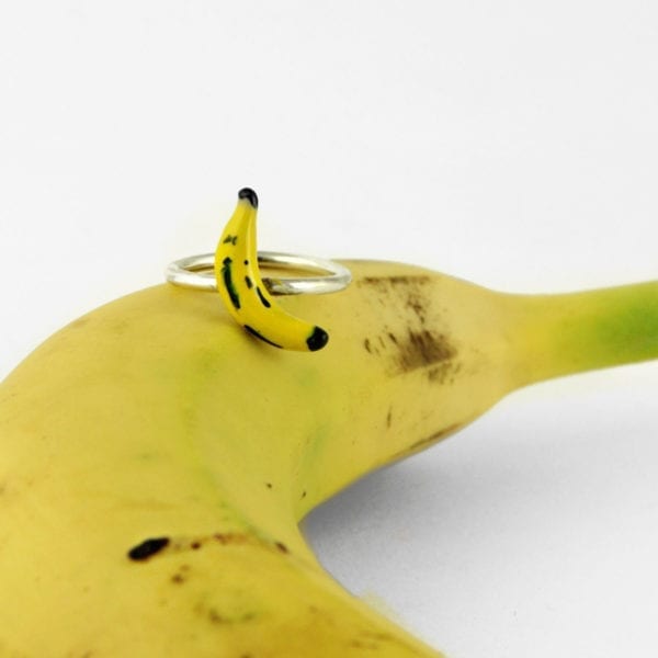 Anillo de plata plátano amarillo