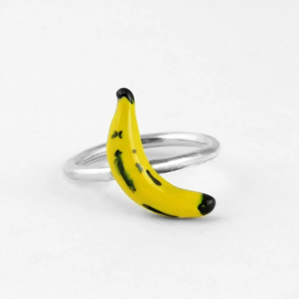 Anillo de plata plátano amarillo