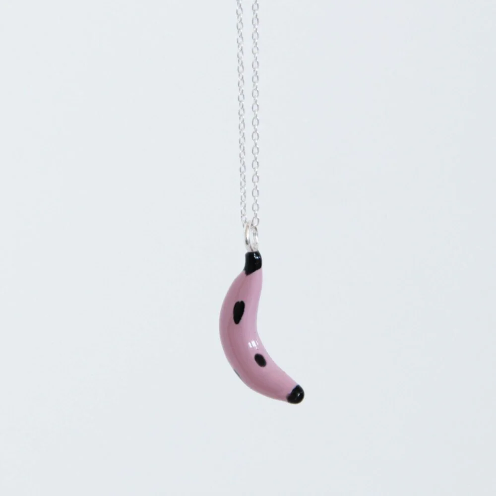 Gargantilla de plata plátano rosa